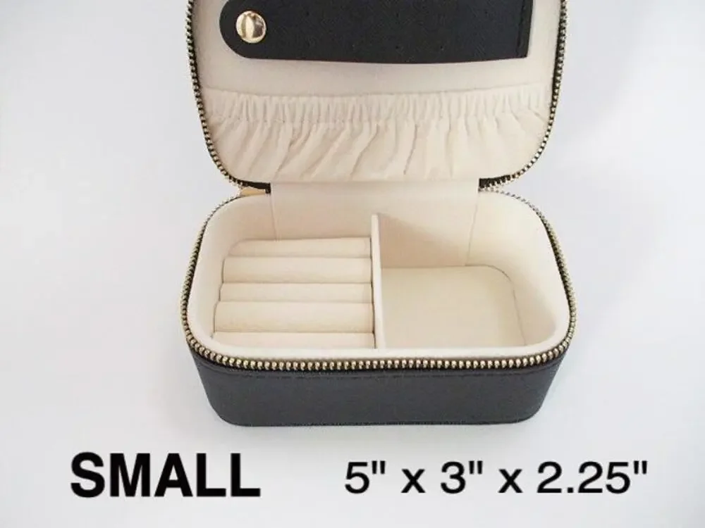 2637 Cosmiya Girls Small Luxury Vegan Leather Black Travel jewelry Box